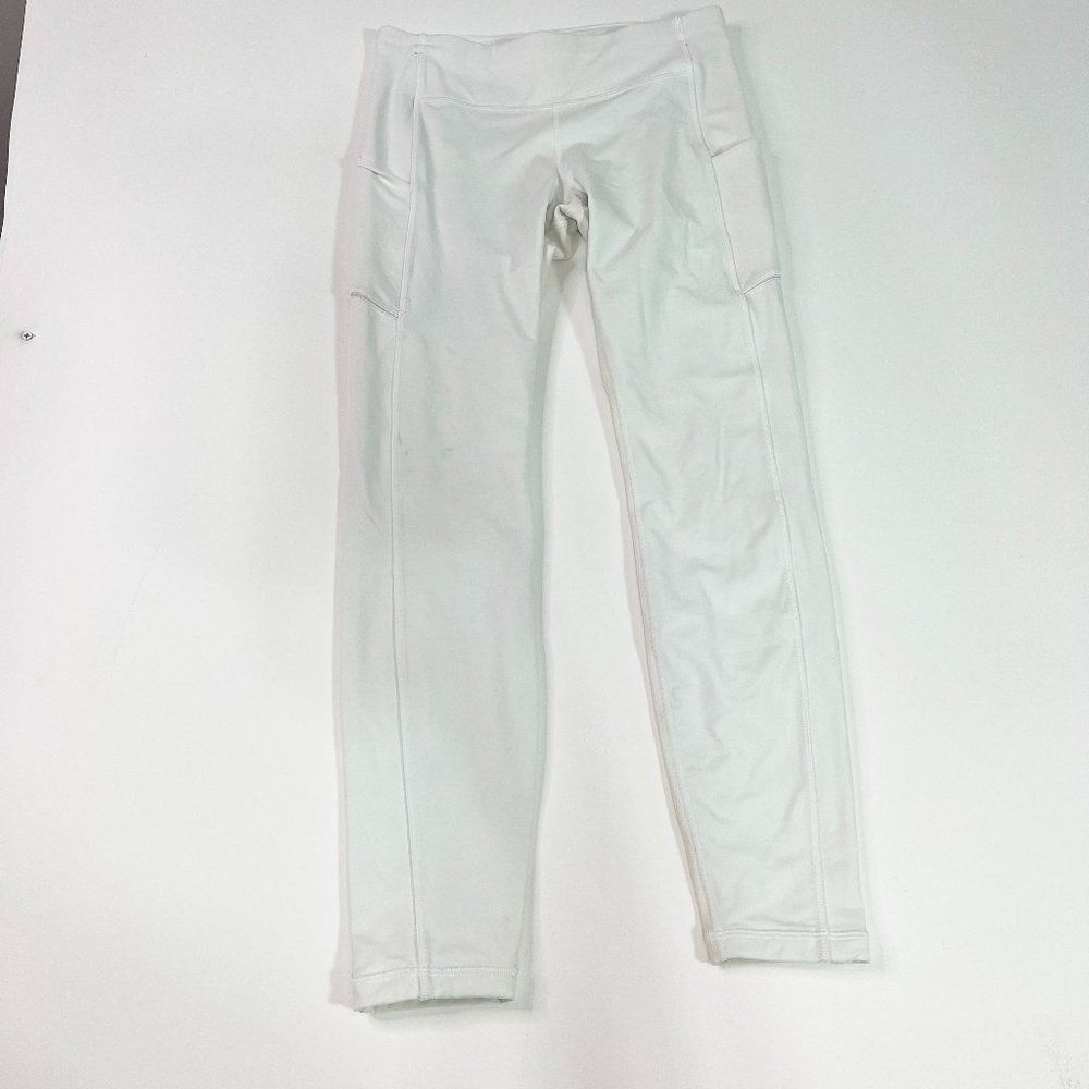 Lululemon Womens White Elastic Waist Pockets Straight Leg Activewear Pant Size 8